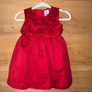 Red holiday dress with rosette bust slip lined skirt Carter’s size 6 Months